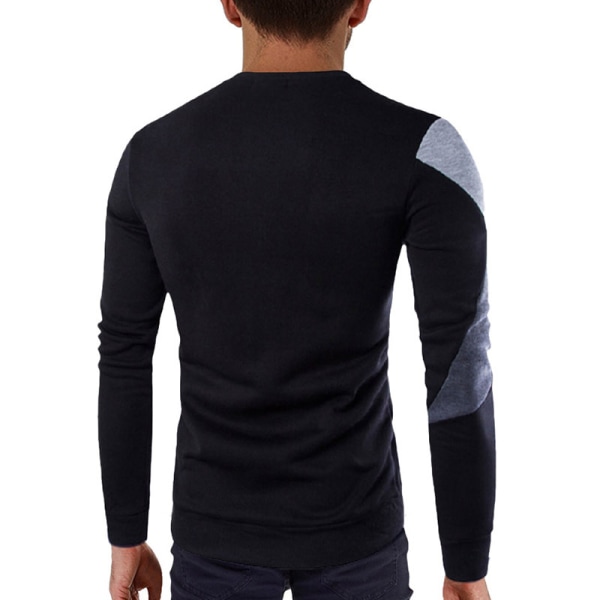 Långärmad Slim Fit Top Casual T-shirt Pullover Sweatshirt för män Svart L