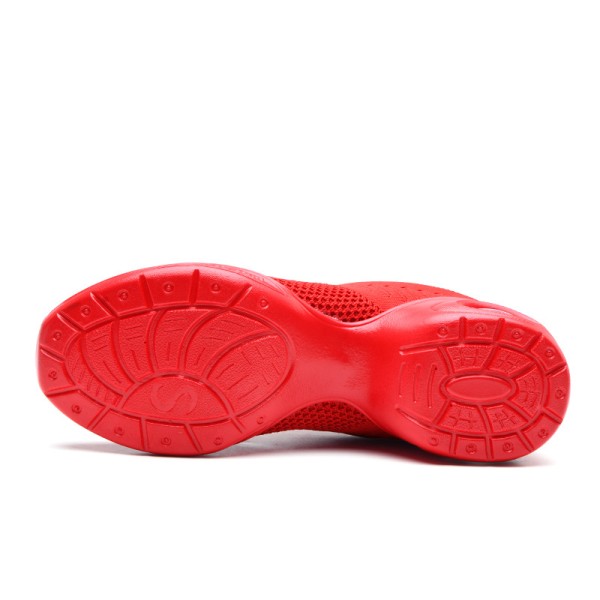 Kvinder Snøre Jazz Shoe Dans Sport Fitness Soft Sole Sneaker Red 37