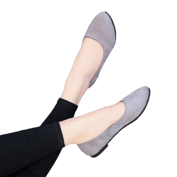 Kvinder Ballet Flats Shoe Casual Comfort Slip On spidstå arbejde Gray 36
