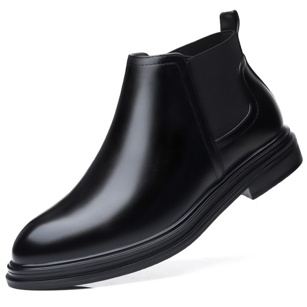 Mens Casual Pull On Chelsea Boot Walking Waterproof Dress Boots Svart 47