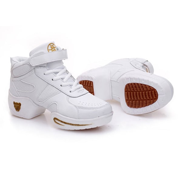 Dam Sneakers med tjocka sulor Jazzskor Dansande Vita mellanklackar White 39