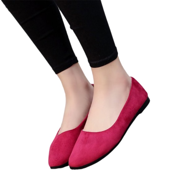 Kvinder Ballet Flats Shoe Casual Comfort Slip On spidstå arbejde Plum Red 36