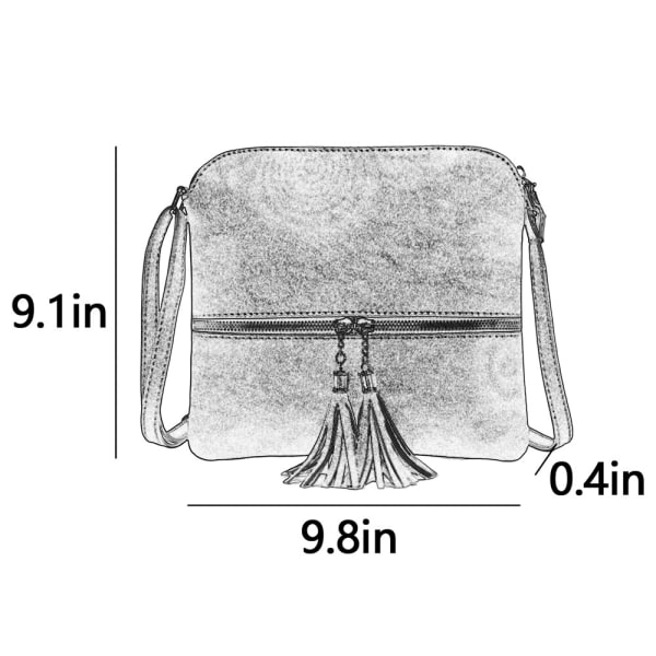 Dam Retro Zipper Tofs Crossbody Bag Designer axelväskor Ljusgrå 25x1x23cm/9.84x0.39x9.06"