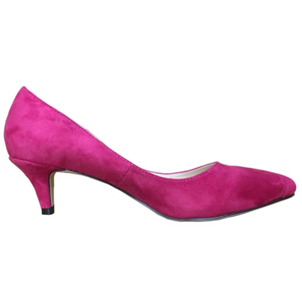 Kvinder Pointy Toe Pumps Mid Heel Shoe Velvet Cloth Party Bryllup Rose Red 40
