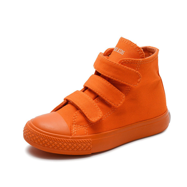 Flickor Pojkar Hook & Loop Canvas Sneakers Halkfria Casual Shoes Orange 32