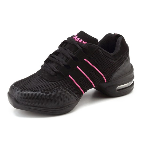 Voksne børn polstrede dansesneakers Walking Dance Sko Black Pink 33