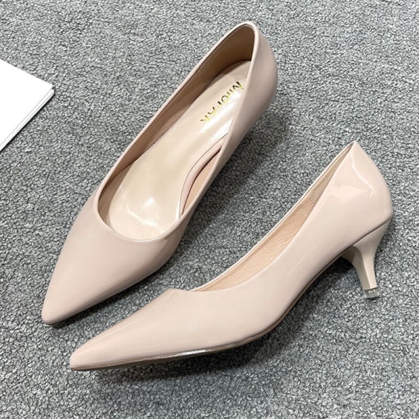 Naisten teräväkärkiset mekkokengät Mid Slender Heels Pumps Häät Pink 37