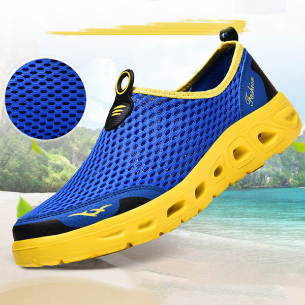 Unisex mesh hengittävä ranta Slip-On Surf Aqua -kengät nopeasti kuivuvat Blå US 12 Men