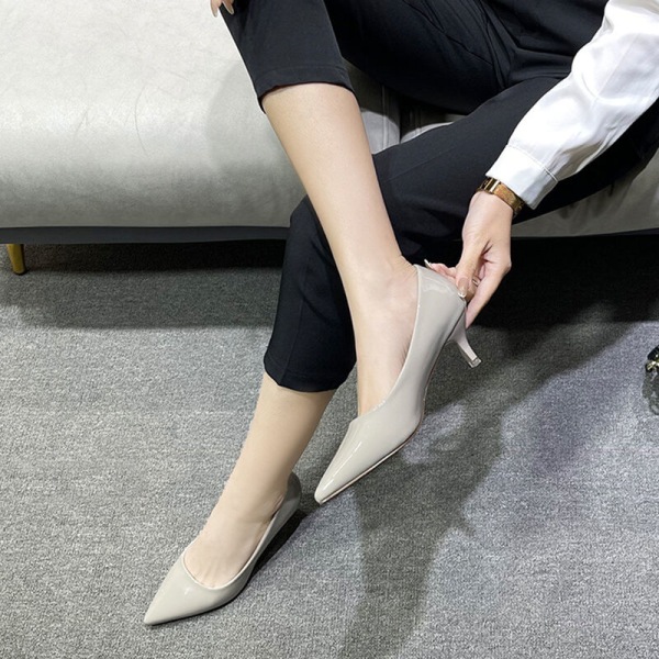 Kvinders spidstå kjole Sko Mid Slanke hæle Pumps Bryllup Gray 40