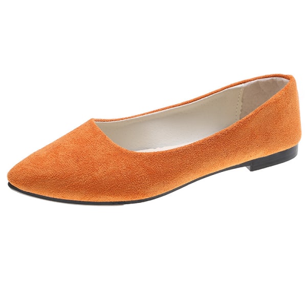 Dammode Faux Mocka Casual Shoes Halkfria spetsiga tå Flats Orange 41