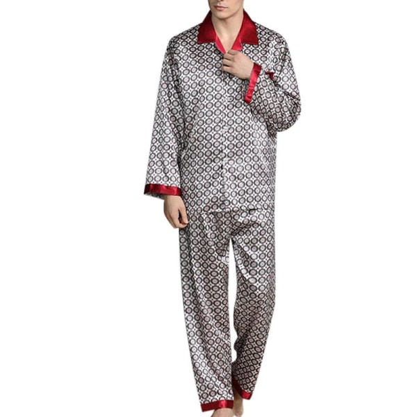 Herr Pyjamas Set T-shirt Lounge Bottoms Byxor Nattkläder kostym Pjs Red XL