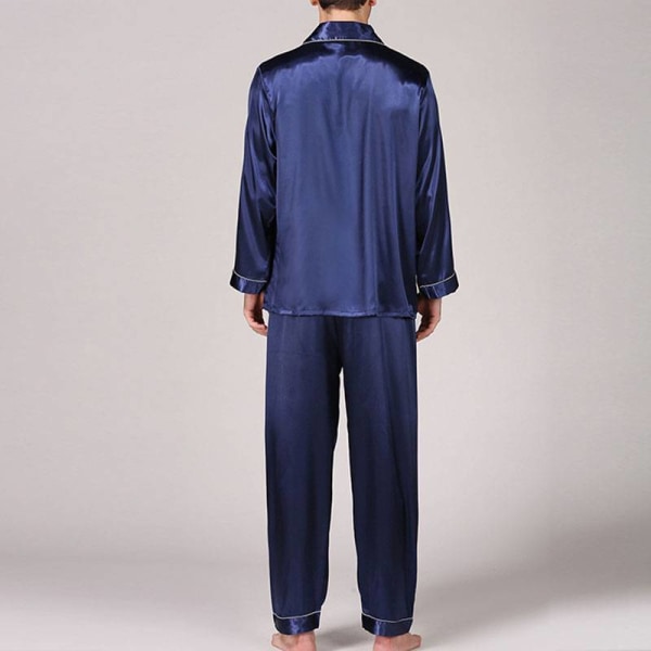 Herr Pyjamas nattkläder Set Boy Long Sleeve Nightwear Loungewear Blue 3XL