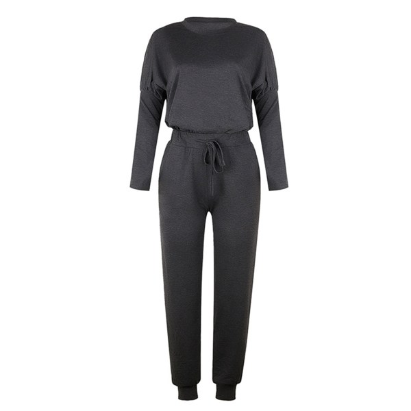 Träningsoverall för kvinnor Set toppar+byxor Byxor Hemkläder Dark Gray,XL