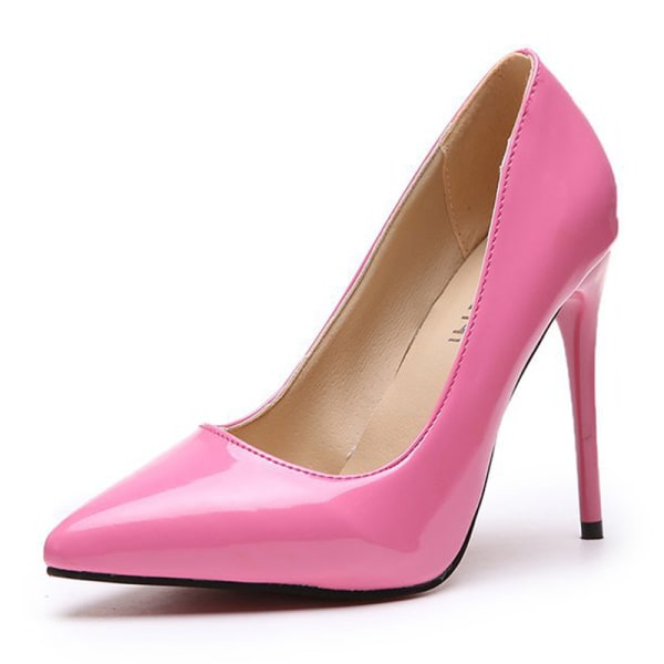 Kvinder spidstå kjole sko høje slanke hæle Pumps Bryllup Pink 42
