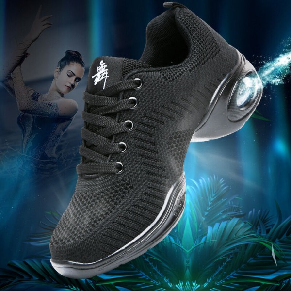 Naisten nauhalliset Jazz-kengät Dancing Sport Fitness pehmeäpohjaiset tennarit Black 37