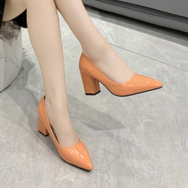 Dam Anti-Slip spetsad klänning Skor Casual Fashion Klackar Orange-2 38