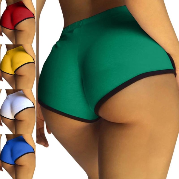 Kvinder trykte højtaljede yogashorts Sport Fitness Hot Pants Green,XXL
