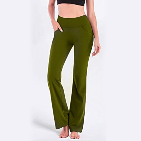 Naisten korkeavyötäröiset joogahousut Yksiväriset leggingsit Green S