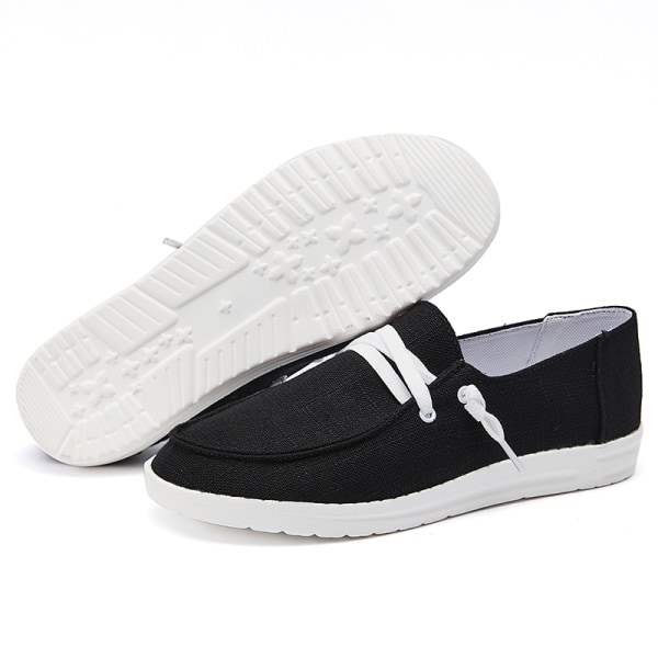 Kvinnors Slip On Casual Shoes Flat Flats Black 35