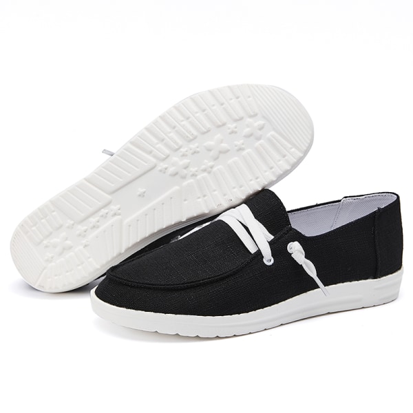 Kvinnors Slip On Casual Shoes Flat Flats Black 38