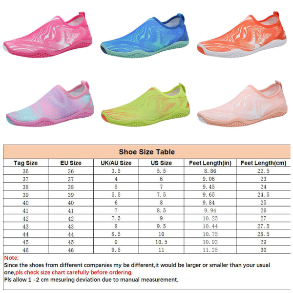 Unisex Color Block Fitness Workout Quick Dry Slip On Water Shoes Mörkrosa 39