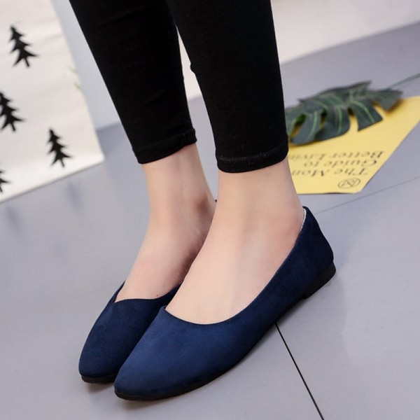 Kvinder Ballet Flats Shoe Casual Comfort Slip On spidstå arbejde Blue 39