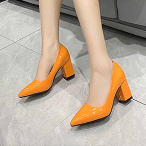 Dam Anti-Slip spetsad klänning Skor Casual Fashion Klackar Orange-1 42