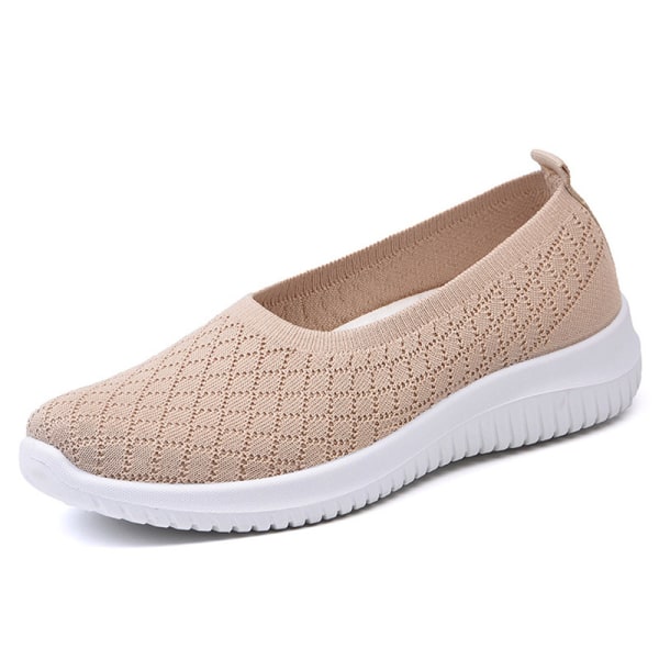 Dam Lättvikts Slip On Sneakers Tennis Bekväma Beige 40