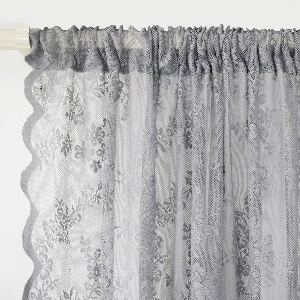 Blommig spets Heminredningsbehandlingar Gardinstång Ficka Sheer Voile Grey 57*63in