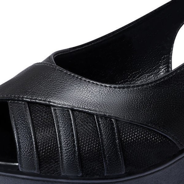 Kvinders tykke mellemhælede kjole sandaler Dancing Pumps Mother Sko Black 35