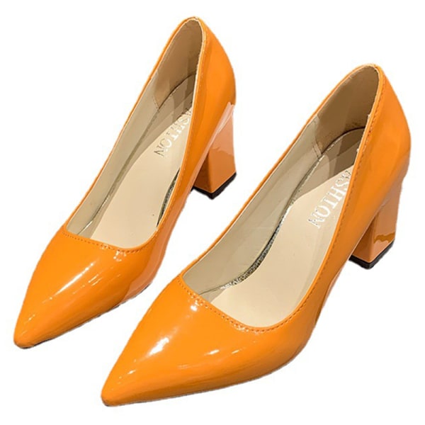 Dam Anti-Slip spetsad klänning Skor Casual Fashion Klackar Orange-1 40