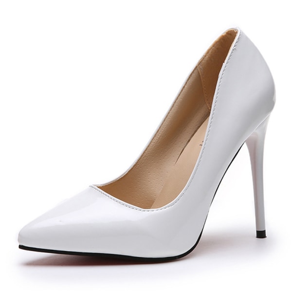 Kvinder spidstå kjole sko høje slanke hæle Pumps Bryllup White 40