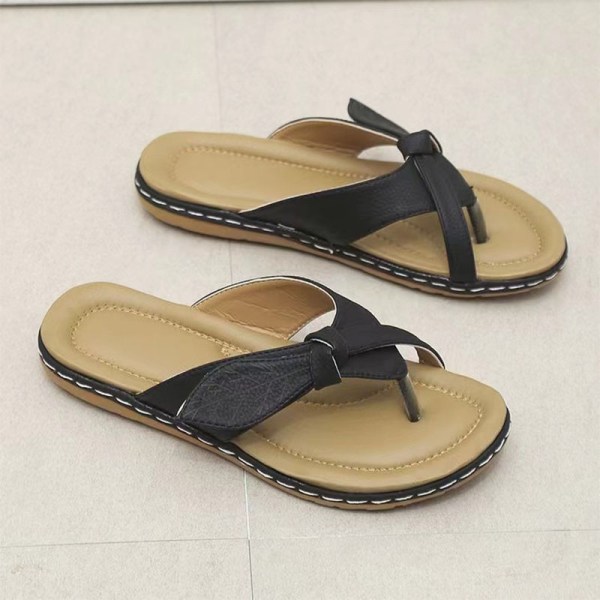 Dam Slip On Sandaler Bladdekoration Flip Flops Stringskor svart 35