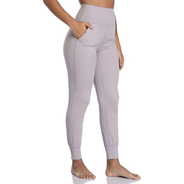 Naisten joogahousut korkea vyötärö Scrunch leggingsit taskut Light Gray ,S