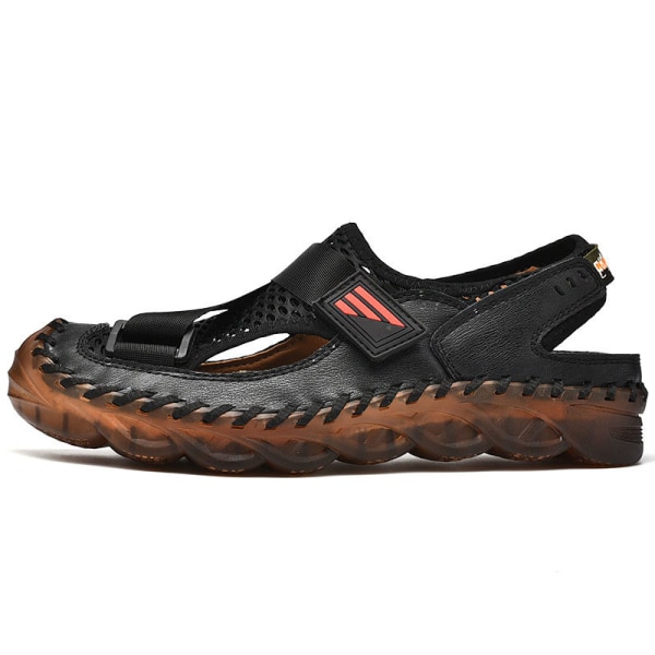 Lätta sommarlägenheter för män Andas bekväma sandaler Black,39