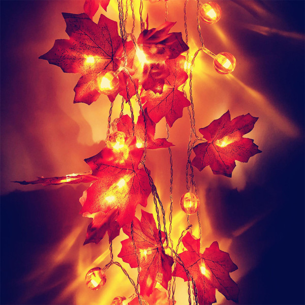 Efterår Maple Leaves LED Fairy String Lampe Fest juledekoration 1.5m