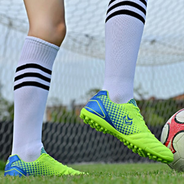 Teenager Unisex fodboldstøvler Spikes Sko Atletik Sneakers Green 37