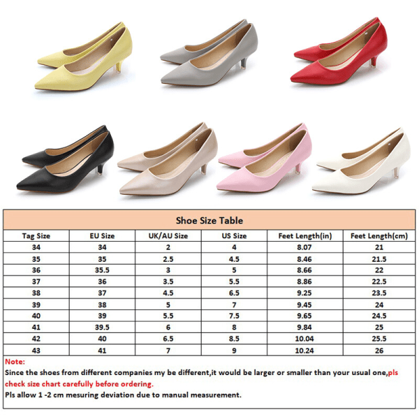 Komfortklänning för kvinnor Mode Kitten Heel Dress Shoes Gul 39