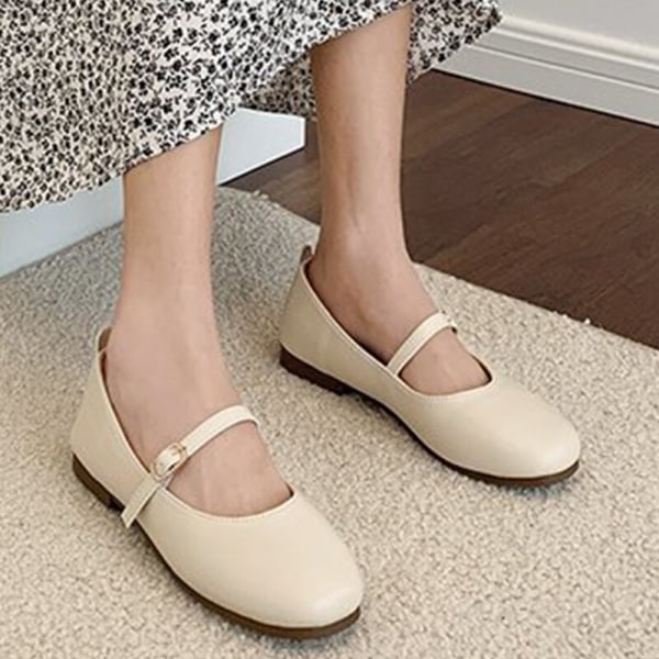 Naisten nelikulmaiset kengät Comfort Flats Toimistotyö Katuäidit Beige 38
