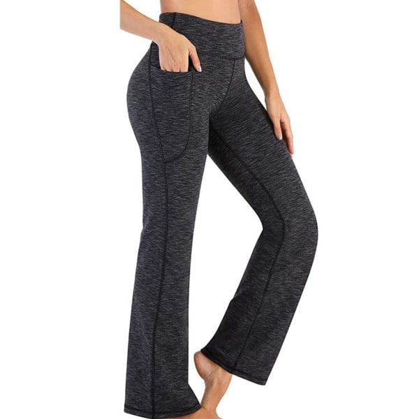 Naisten joogahousut löysät joustavat korkeavyötäröiset housut taskut gray,L