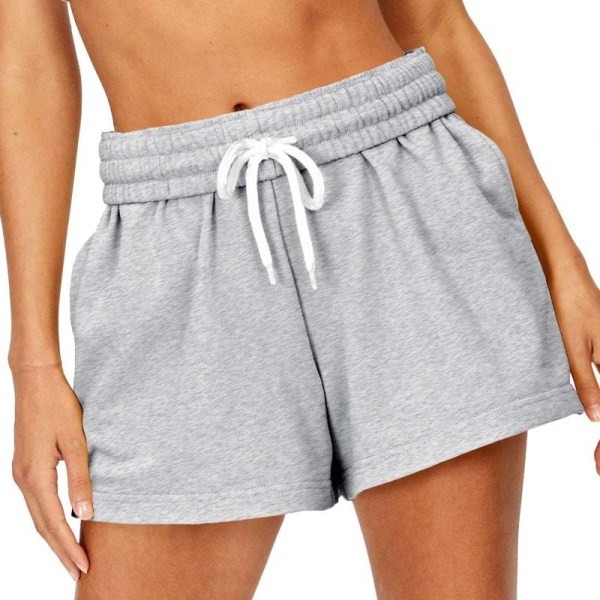 Kvinder Shorts med snoretræk Elastiske taljelommer Løse Hot Pants Grey,2XL