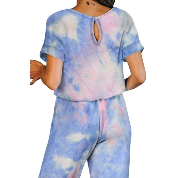Kvinder Hjemmetøj Sæt Casual Rundhals Printede T-shirts Pyjamas Colorful,XXL