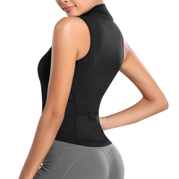 Naisten hihattomat joogajuoksuvetoketjuliivit, Stretch Active -vaatteet black,L