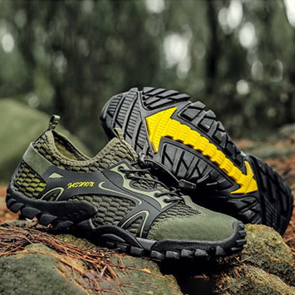 Halkfria och snabbtorkande mesh -upstream-skor för män för män Army Green,40