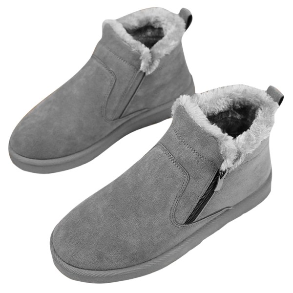 Mens Casual Anti Slip Vinterskor Comfort Rund Toe Snow Boots grå 41