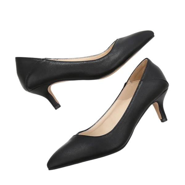 Dame Pumps Dress Shoes Shallow Mid Slender Heel Casual Daily Black 37
