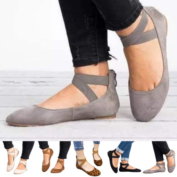 Naisten tasaiset mukavat casual kengät, joissa on print Mary Jane grå 35