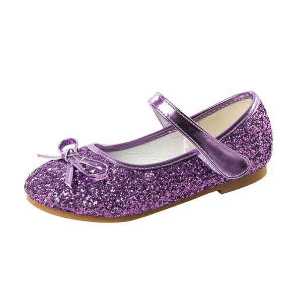 Girl Princess Shoes Mary Jane Halkfria Glitter Balett Skor Lila 24
