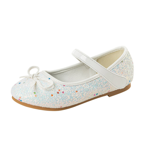 Girl Princess Shoes Mary Jane Halkfria Glitter Balett Skor Vit 24