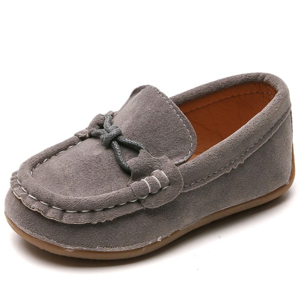 Boys Bownot Mocka Upper Boat Shoes Soft Hollow Out Mockasiner Grå-2 32